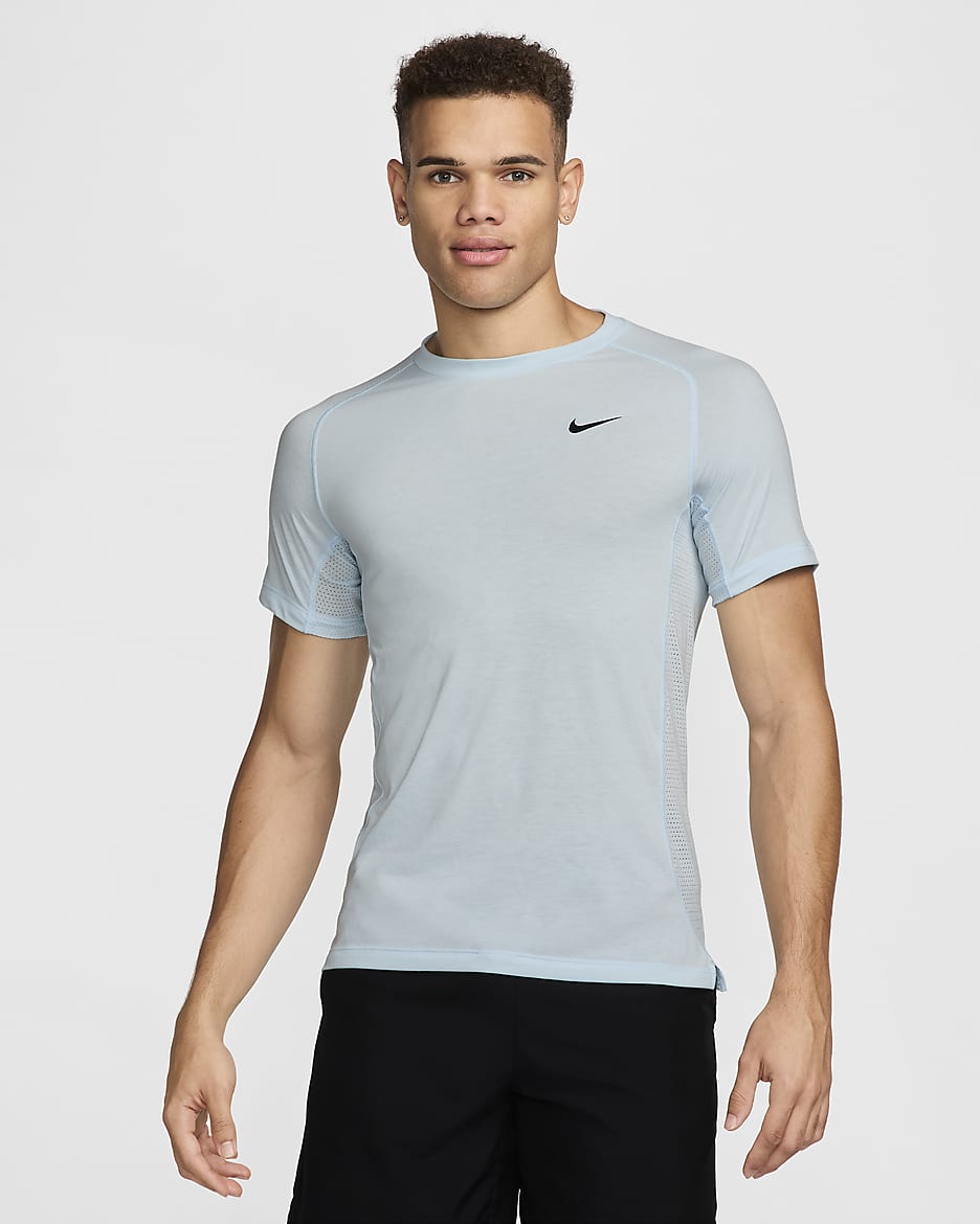 Haut de fitness à manches courtes Dri-FIT Nike Flex Rep pour homme - Glacier Blue/Noir