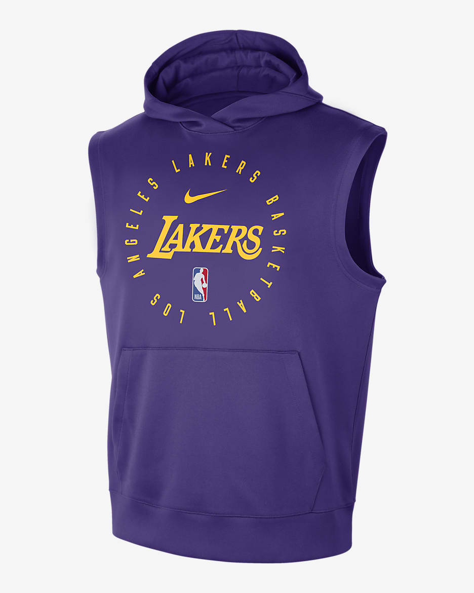 Los Angeles Lakers Spotlight Sudadera con capucha sin mangas Nike Dri-FIT de la NBA - Hombre - Field Purple/Amarillo