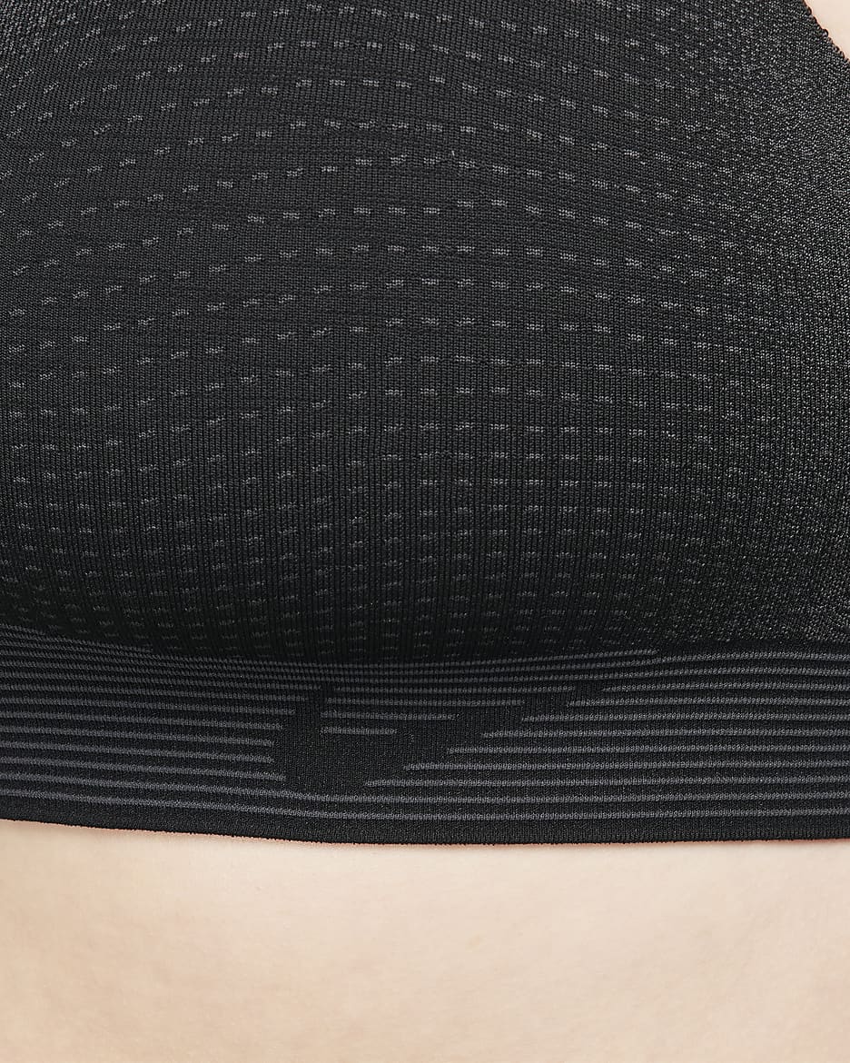 Brassière de sport non rembourrée à maintien supérieur Nike Swoosh Flyknit pour femme - Noir/Dark Smoke Grey/Photon Dust