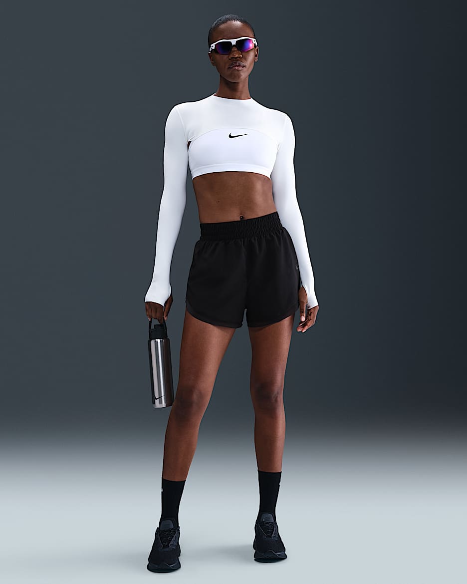 Nike One Women's Dri-FIT Loose 3" Brief-Lined Shorts - Black/Dark Smoke Grey