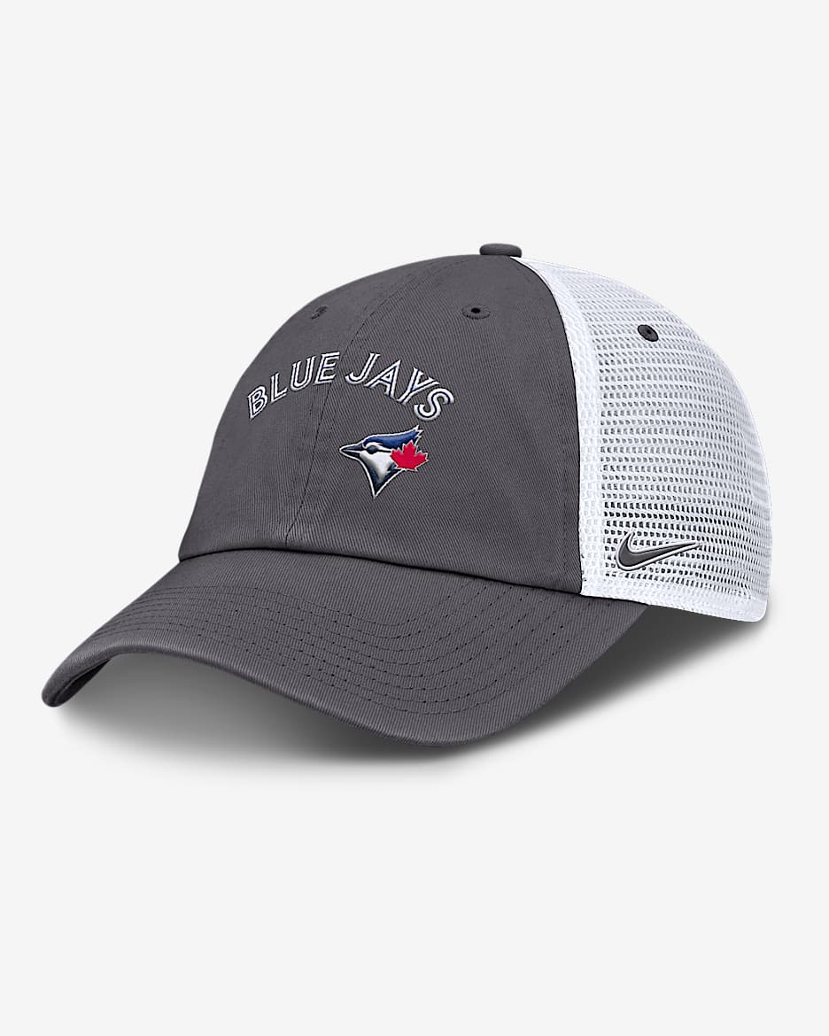 Toronto Blue Jays Wordmark Club Men's Nike MLB Trucker Adjustable Hat - Grey