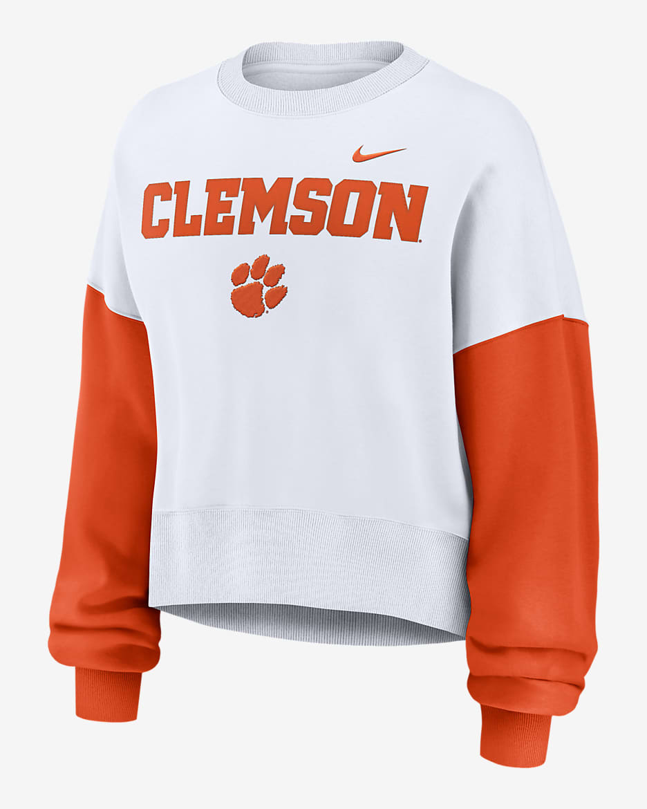 Clemson Tigers Primetime Women's Nike College Pullover Crew - White
