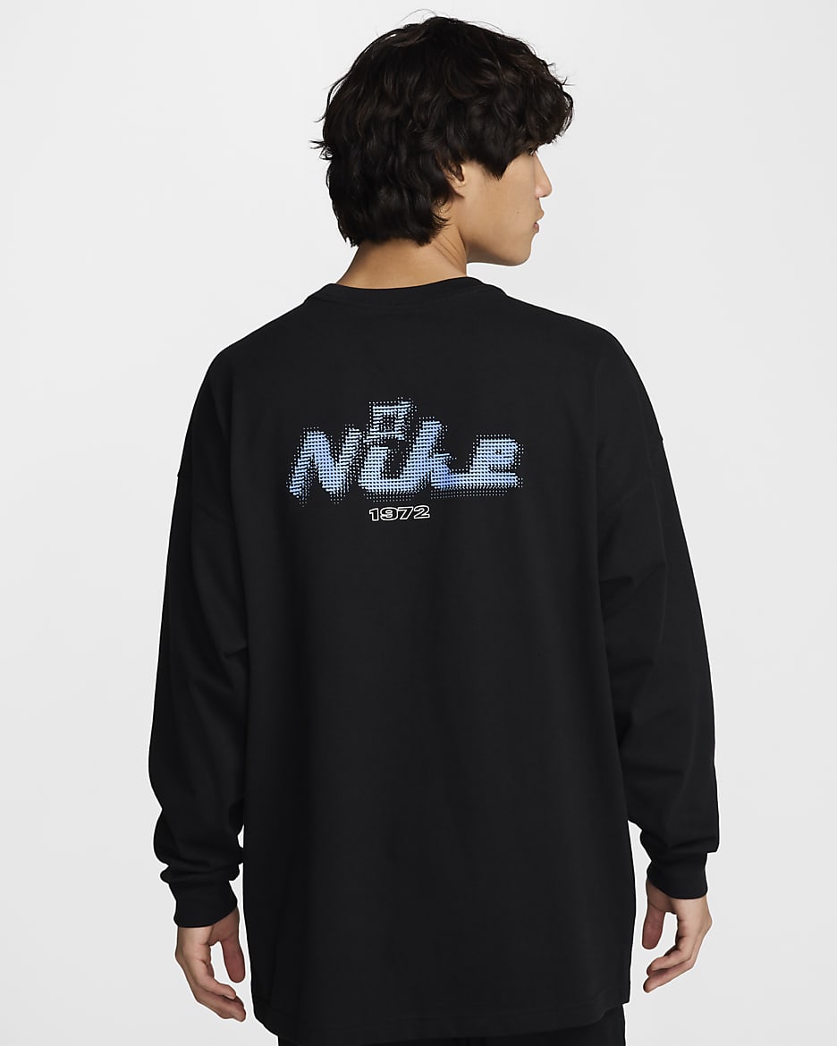 ナイキ スポーツウェア メンズ オーバーサイズド ロングスリーブ Tシャツ - ブラック/ロイヤルパルス