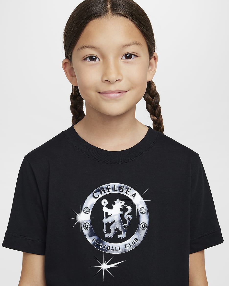 Chelsea F.C. Older Kids' Nike Football T-Shirt - Black