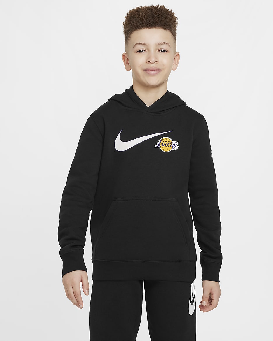 Felpa con cappuccio Los Angeles Lakers Club Fleece Essential Nike NBA – Ragazzo - Nero