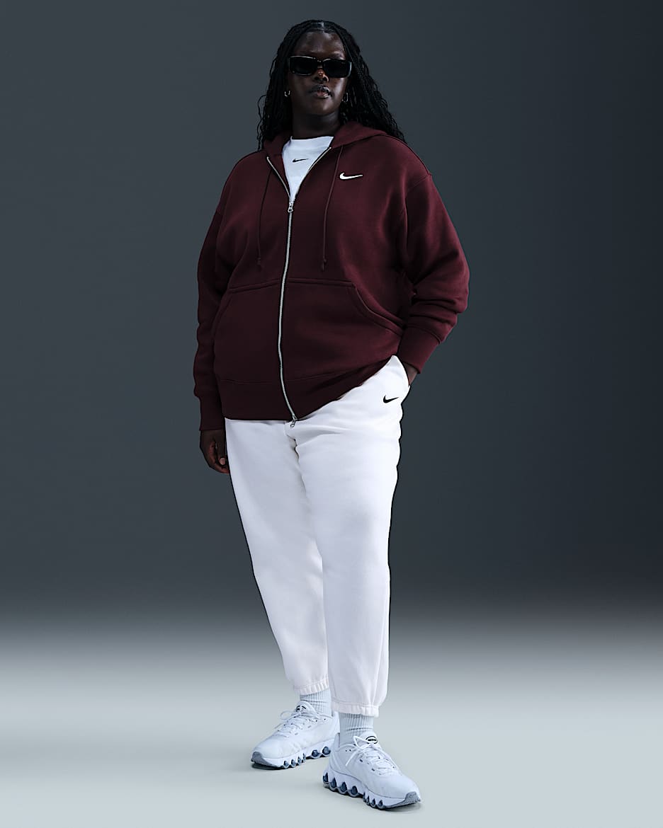 Nike Sportswear Phoenix Fleece Women's High-Waisted Oversized Tracksuit Bottoms (Plus Size) - Sail/Black