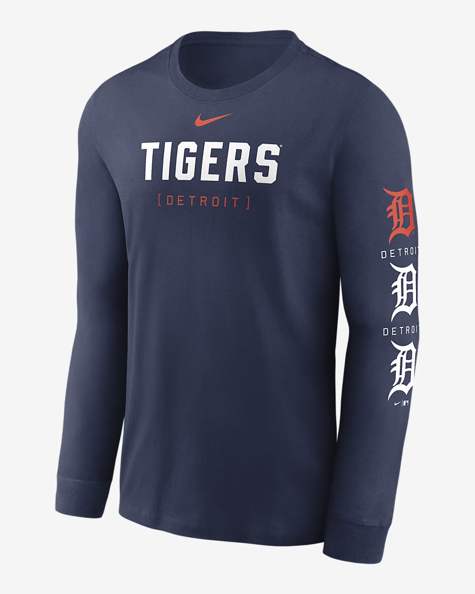 Playera de manga larga Nike de la MLB para hombre Detroit Tigers Repeater - Azul marino