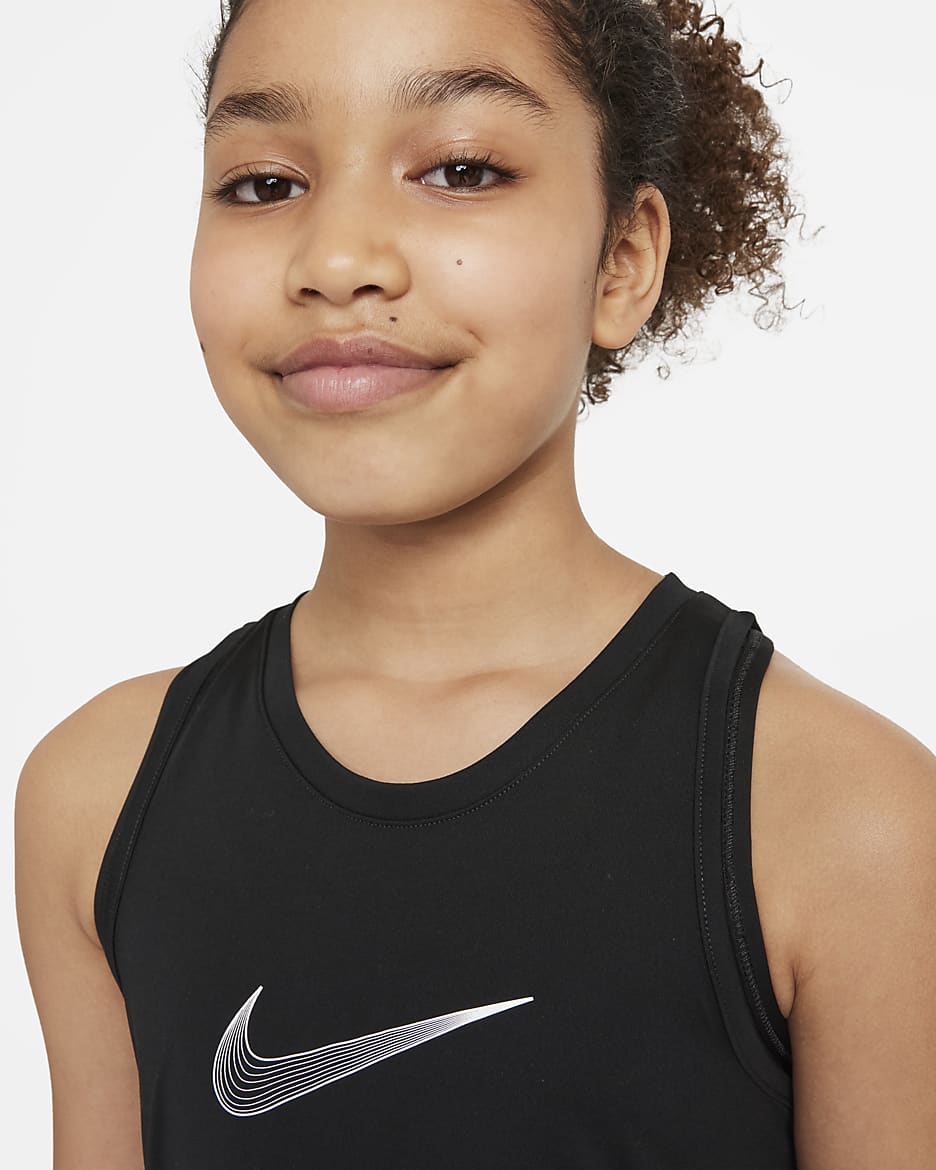 Nike One Older Kids' (Girls') Dri-FIT Training Tank - Black/White