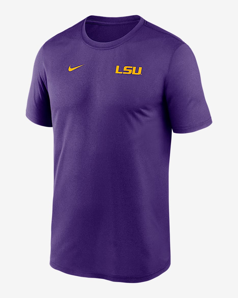 Playera universitaria Nike Dri-FIT para hombre LSU Sideline Legend Small Logo - Morado