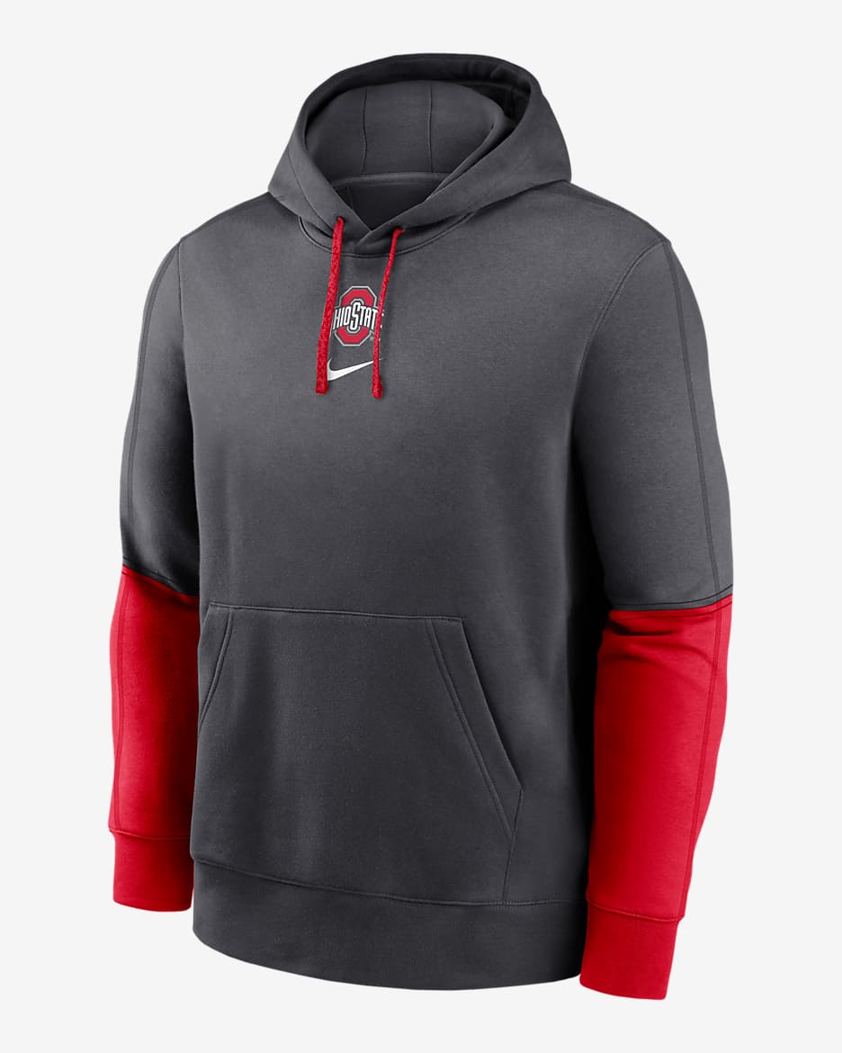 Ohio State Buckeyes Sideline Team Issue Club Men's Nike College Pullover Hoodie - Anthracite