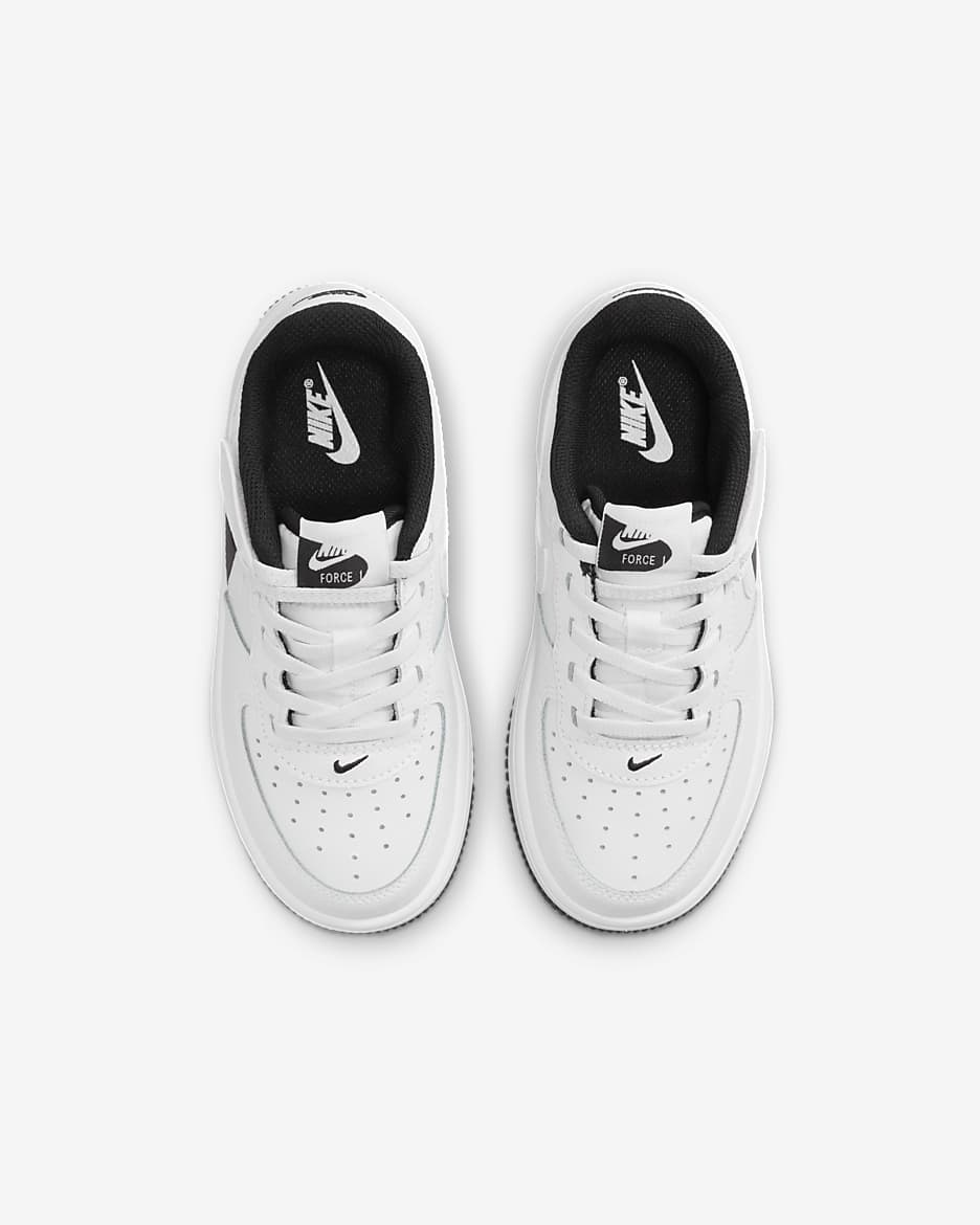 Nike Force 1 Low LV8 EasyOn Younger Kids' Shoes - White/Black/White