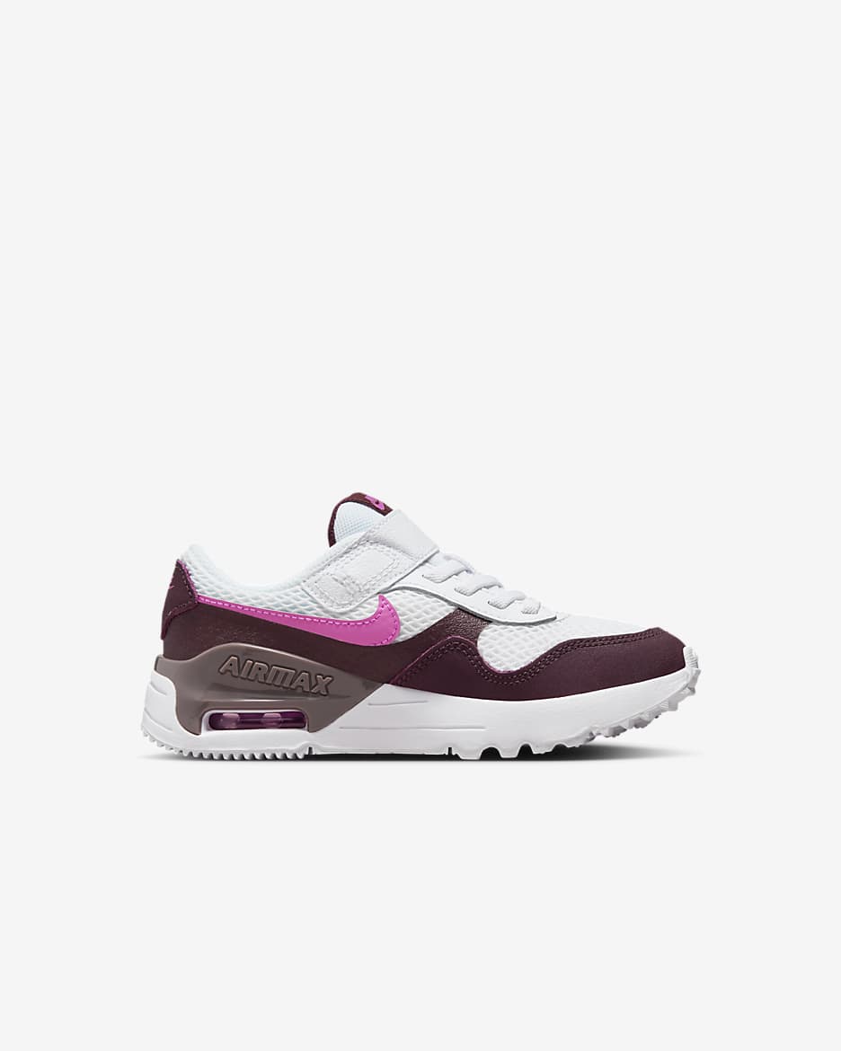 Nike Air Max SYSTM Younger Kids' Shoes - White/Burgundy Crush/Violet Ore/Playful Pink