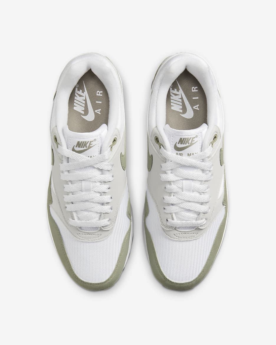 Nike Air Max 1 Women's Shoes - White/Neutral Grey/Black/Light Army