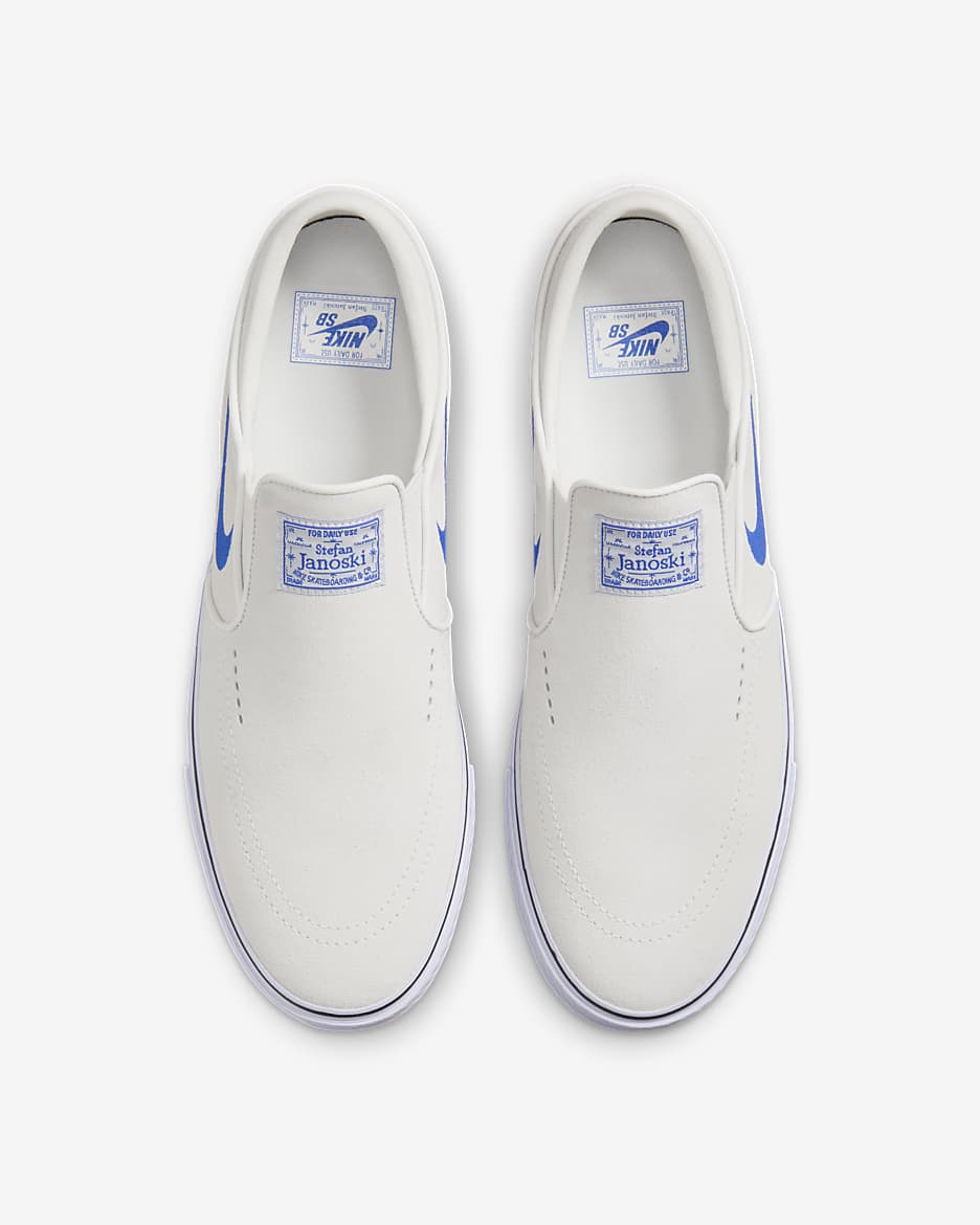 Nike SB Janoski+ Slip Skate Shoes - Summit White/Summit White/White/Hyper Royal