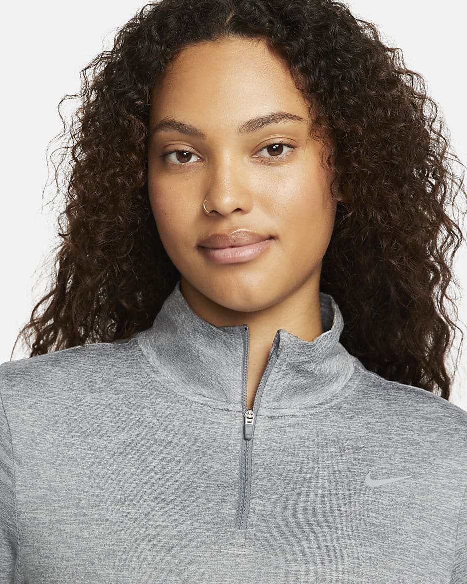 Nike Swift Women's UV Protection 1/4-Zip Running Top - Smoke Grey/Light Smoke Grey/Heather