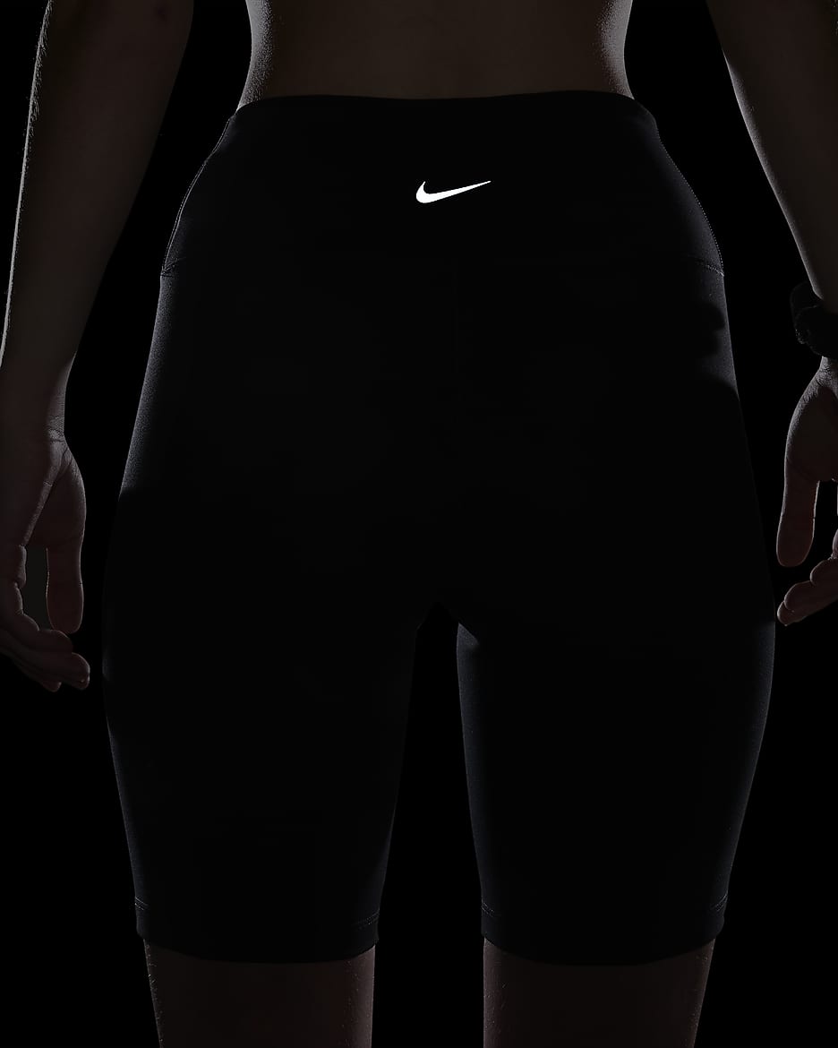 Nike One Bike Shorts mit hohem Taillenbund für Damen (ca. 20,5 cm) - Schwarz/Schwarz