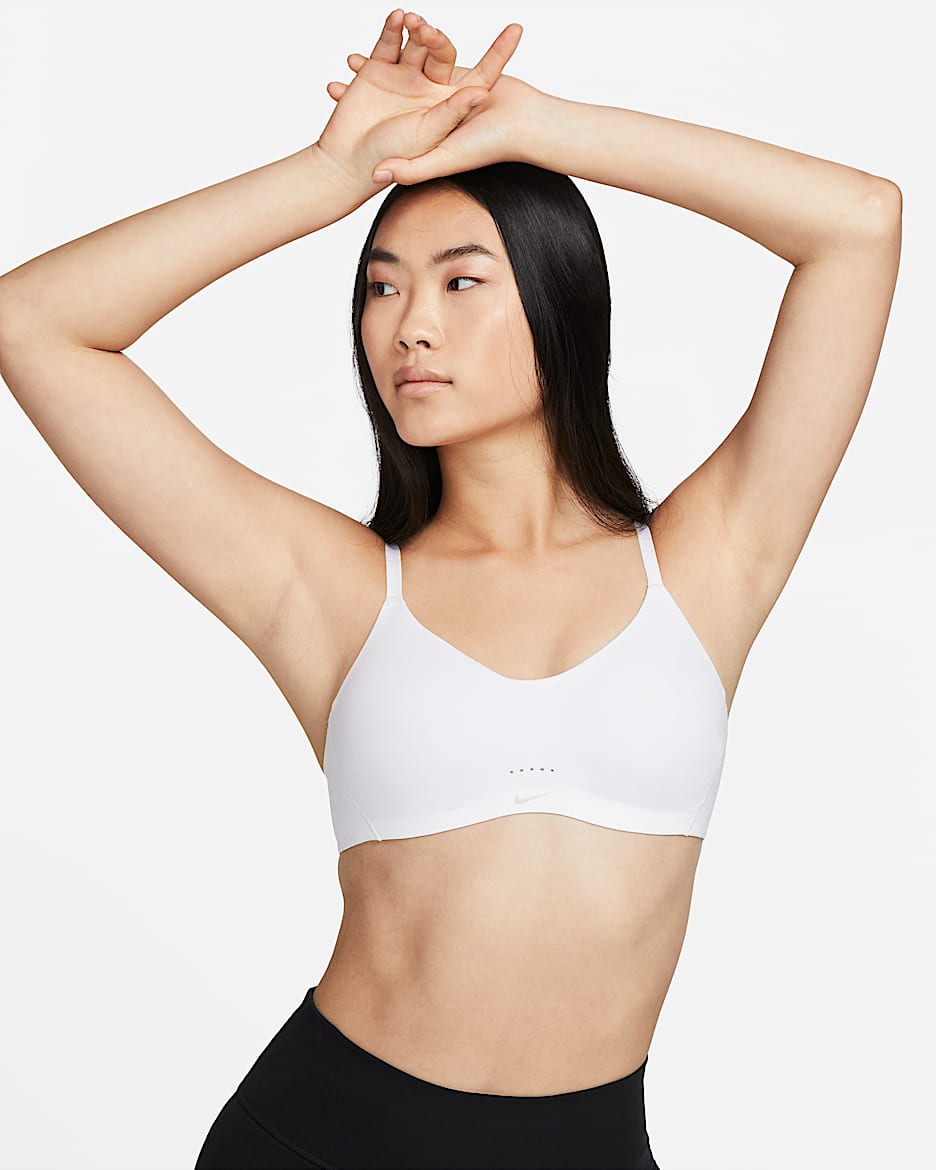 Bra deportivo de baja sujeción con almohadillas para mujer Nike Alate Minimalist - Blanco/Malva piedra/Platino puro