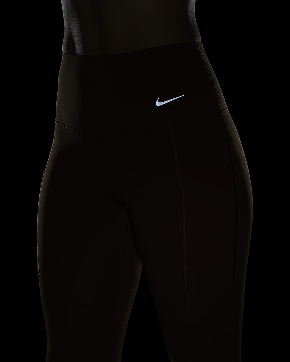 Nike Universa Women's Medium-Support High-Waisted 7/8 Leggings with Pockets - Light British Tan/Black