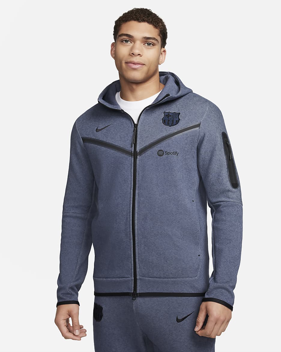 F.C. Barcelona Tech Fleece Windrunner Third Men's Nike Football Full-Zip Hoodie - Thunder Blue/Black