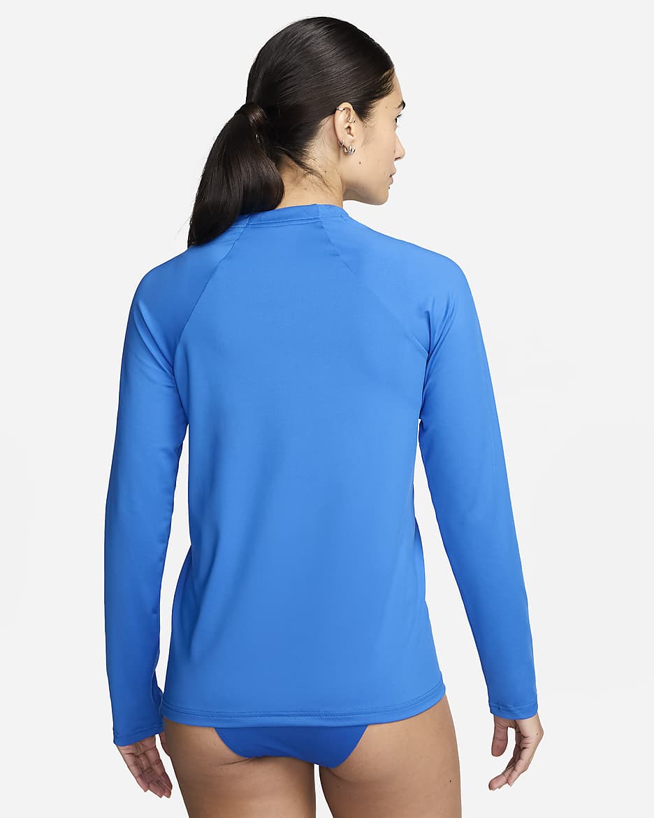 Camiseta Hydroguard de natación de manga larga para mujer Nike Essential - Azul foto