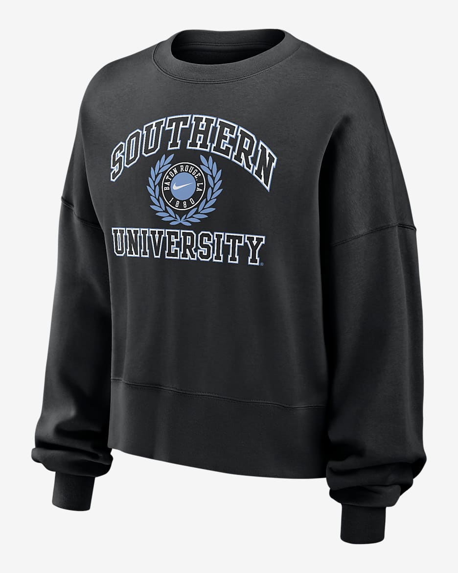 Sudadera con cuello redondo universitaria Nike para mujer Southern - Negro