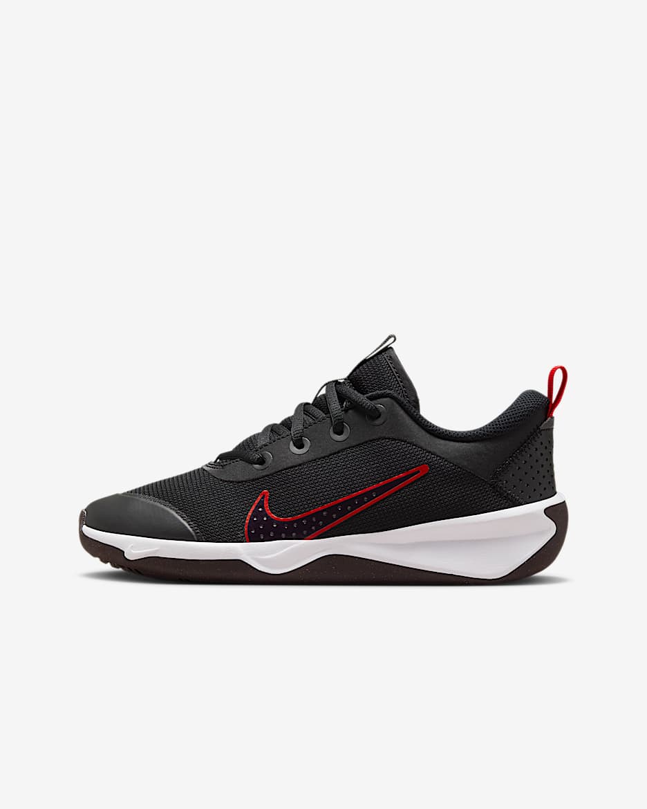 Nike Omni Multi-Court Big Kids' Indoor Court Shoes - Black/Gym Red/Cement Grey/Burgundy Ash
