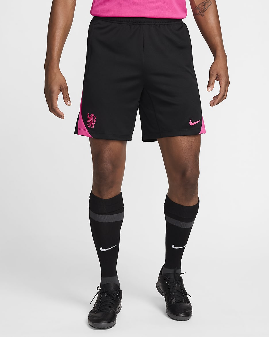 Chelsea FC Strike (tredjedrakt) Nike Dri-FIT strikket fotballshorts til herre  - Svart/Pink Prime/Pink Prime