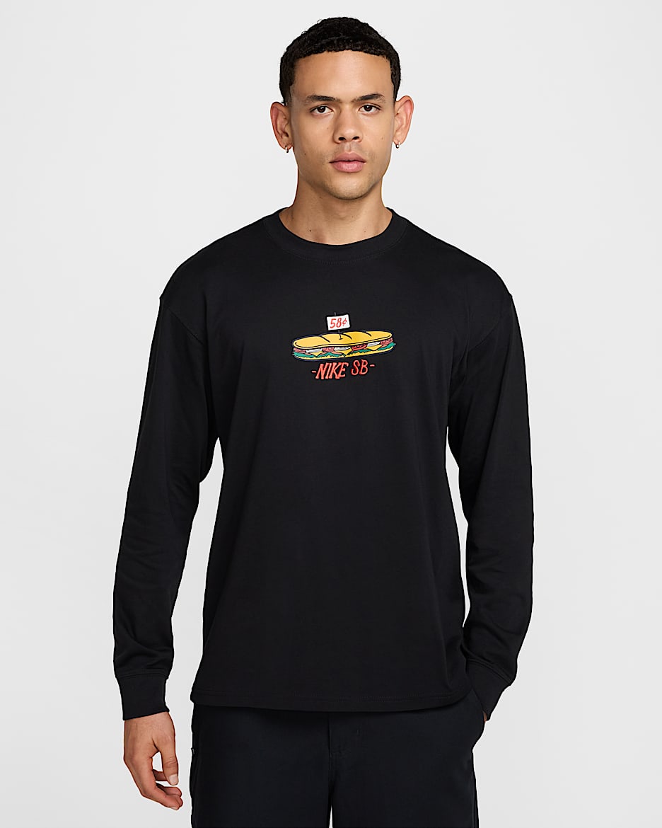 Playera de skateboarding de manga larga Max90 Nike SB - Negro