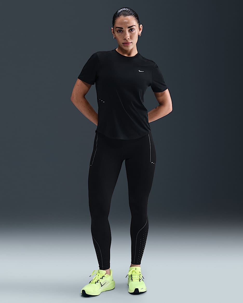Leggings da running a 7/8 a vita alta con dettagli dal design rifrangente Nike Swift – Donna - Nero/Dark Smoke Grey