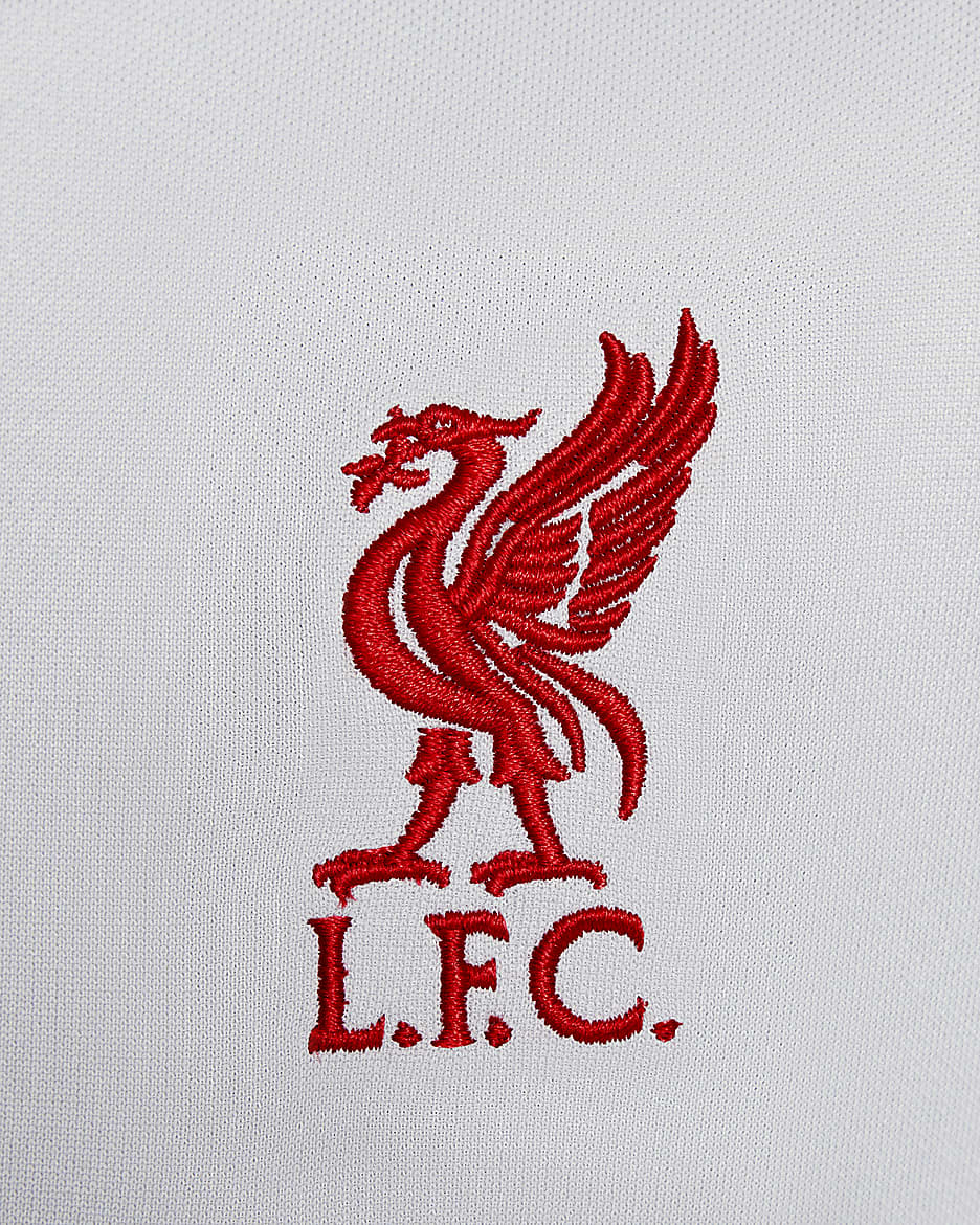 Koszulka piłkarska z krótkim rękawem dla małych dzieci Nike Dri-FIT Liverpool F.C. Academy Pro (wersja trzecia) - Light Smoke Grey/Chrome Yellow/Global Red