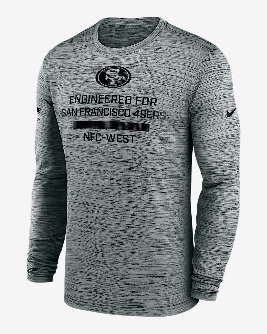 San Francisco 49ers Sideline Team Issue Velocity Men's Nike Dri-FIT NFL Long-Sleeve T-Shirt - Grey