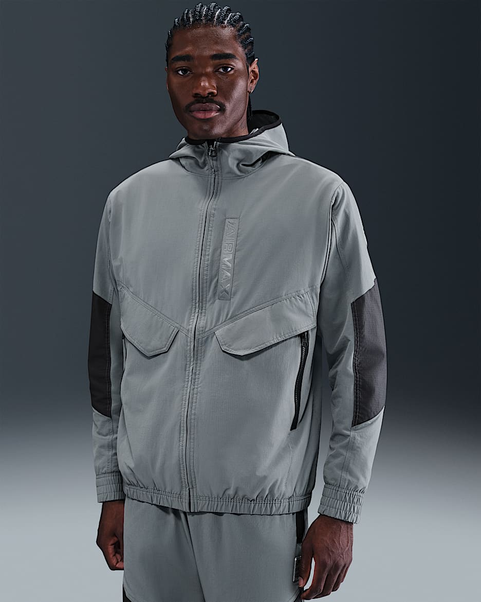 Pánská tkaná bunda Nike Air Max - Cool Grey/Anthracite/Černá