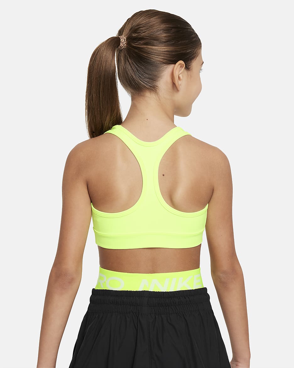 Nike Swoosh Big Kids' (Girls') Sports Bra - Volt/Black