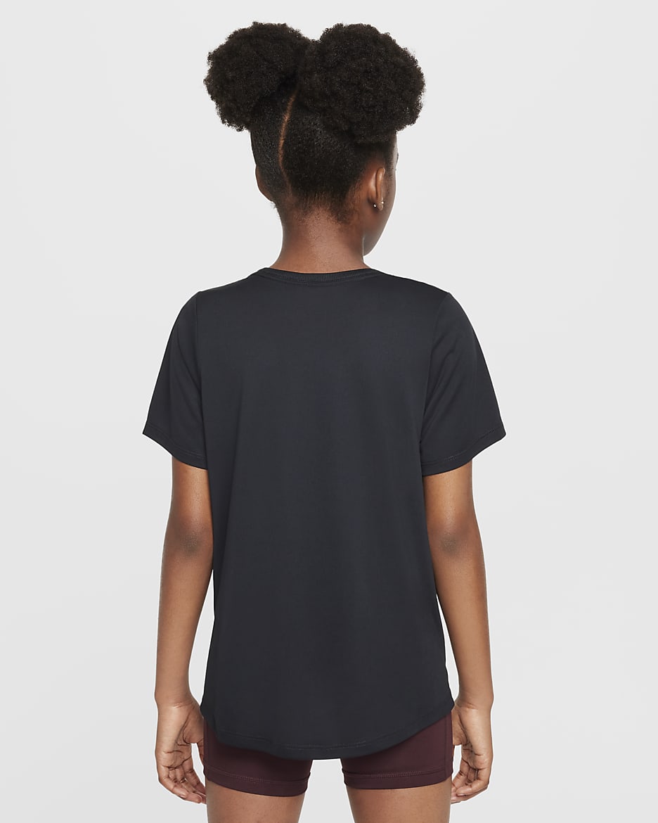 Haut à manches courtes Dri-FIT Nike One Fitted pour ado (fille) - Noir/Blanc