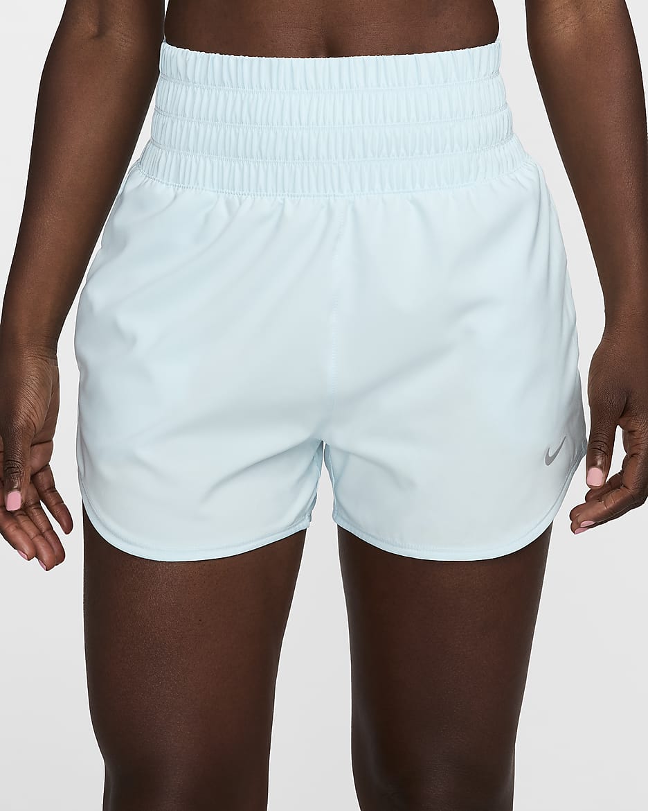 Shorts con forro de ropa interior Dri-FIT de tiro ultraalto de 8 cm para mujer Nike One - Azul glacial