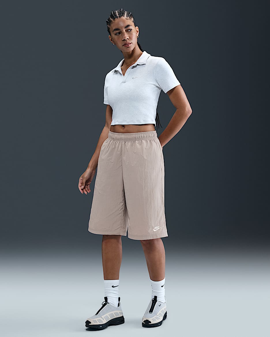 Nike Sportswear Women's Mid-Rise Loose Knee-Length Shorts - College Grey/Sail