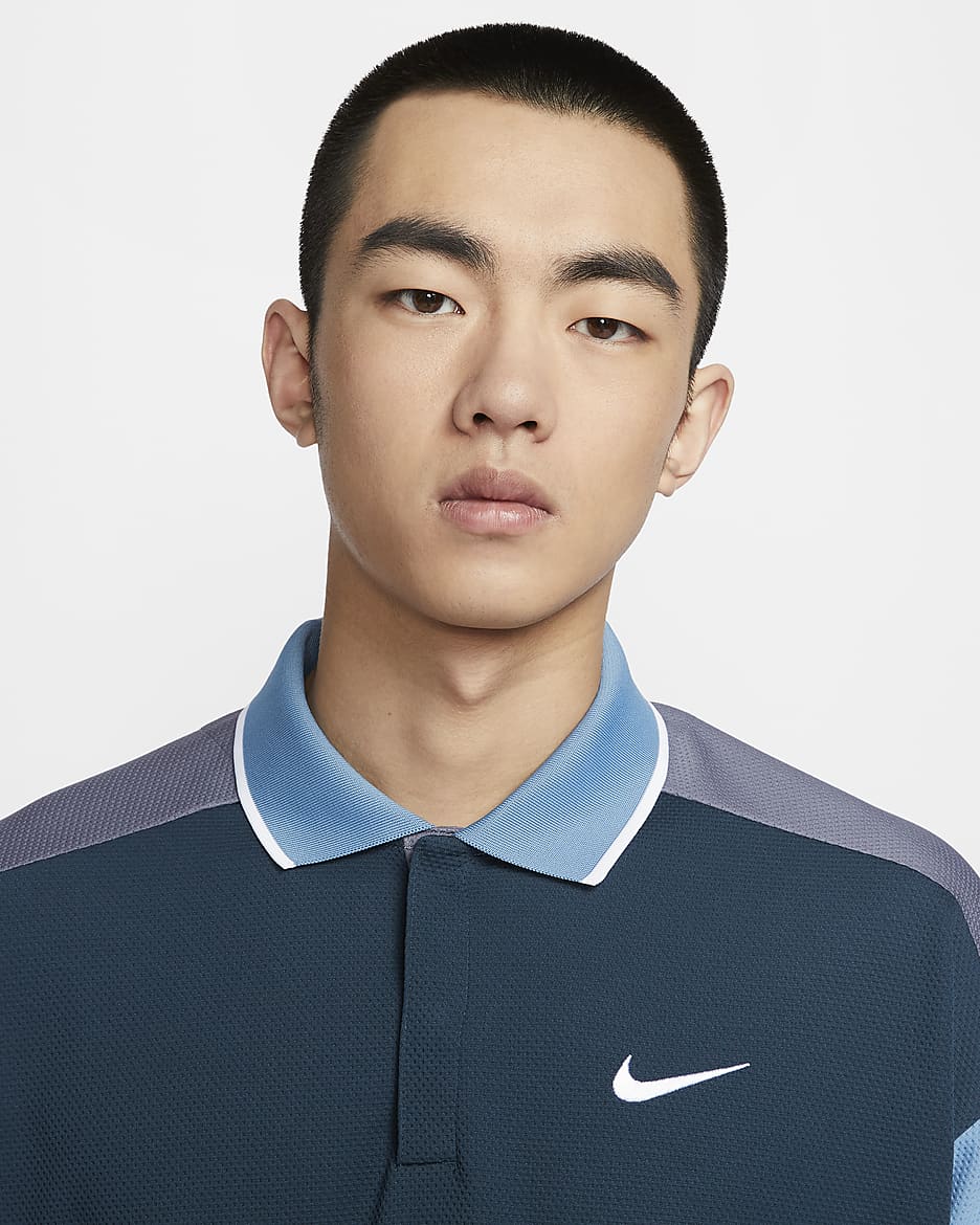 Nike Golf Club 男款 Dri-FIT 高爾夫球衫 - Armory Navy/Light Carbon/Aegean Storm/白色