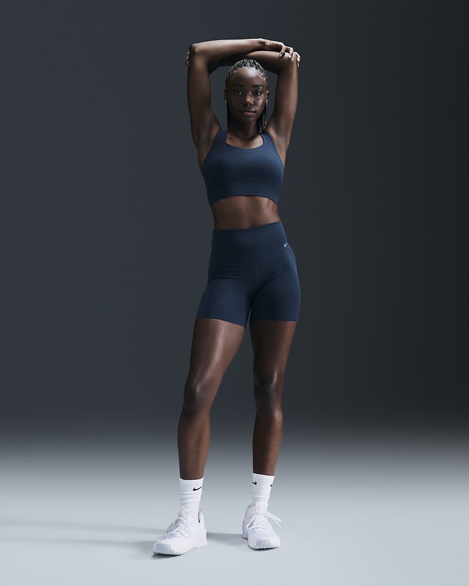 Shorts de ciclismo de cintura alta de 13 cm con sujeción suave para mujer Nike Zenvy - Azul marino militar/Negro