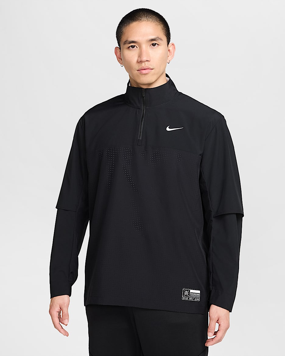 ナイキ ゴルフ クラブ メンズ Dri-FIT 1/2ジップ ゴルフジャケット - ブラック/ブラック/ブラック/ホワイト