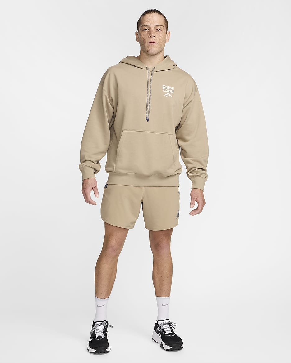 Nike Trail Men's Dri-FIT Fleece Running Hoodie - Khaki/Summit White