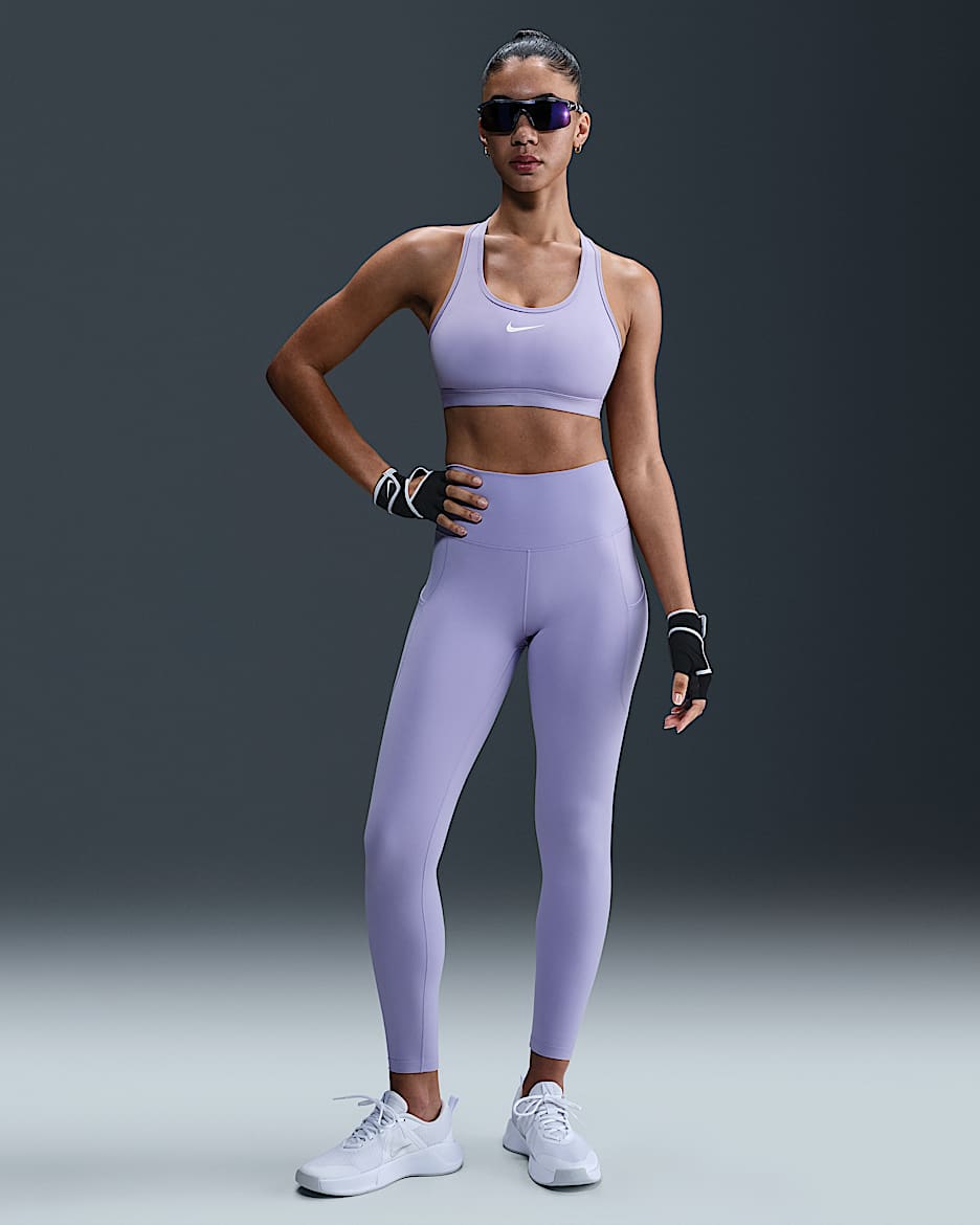 Nike One Women's High-Waisted 7/8 Leggings with Pockets - Lilac Ice/Black