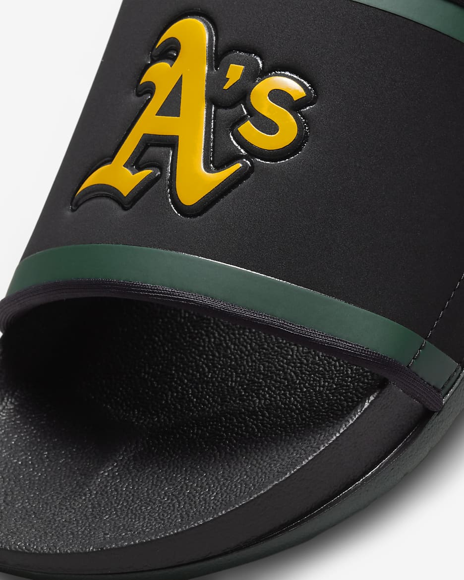 Chancla Nike Offcourt (MLB Oakland Athletics) - Negro/Verde pro/Atardecer