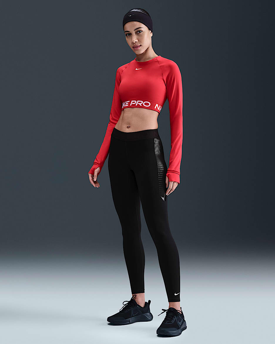 Nike Pro Women's Mid-Rise Full-Length Leggings - Black/White