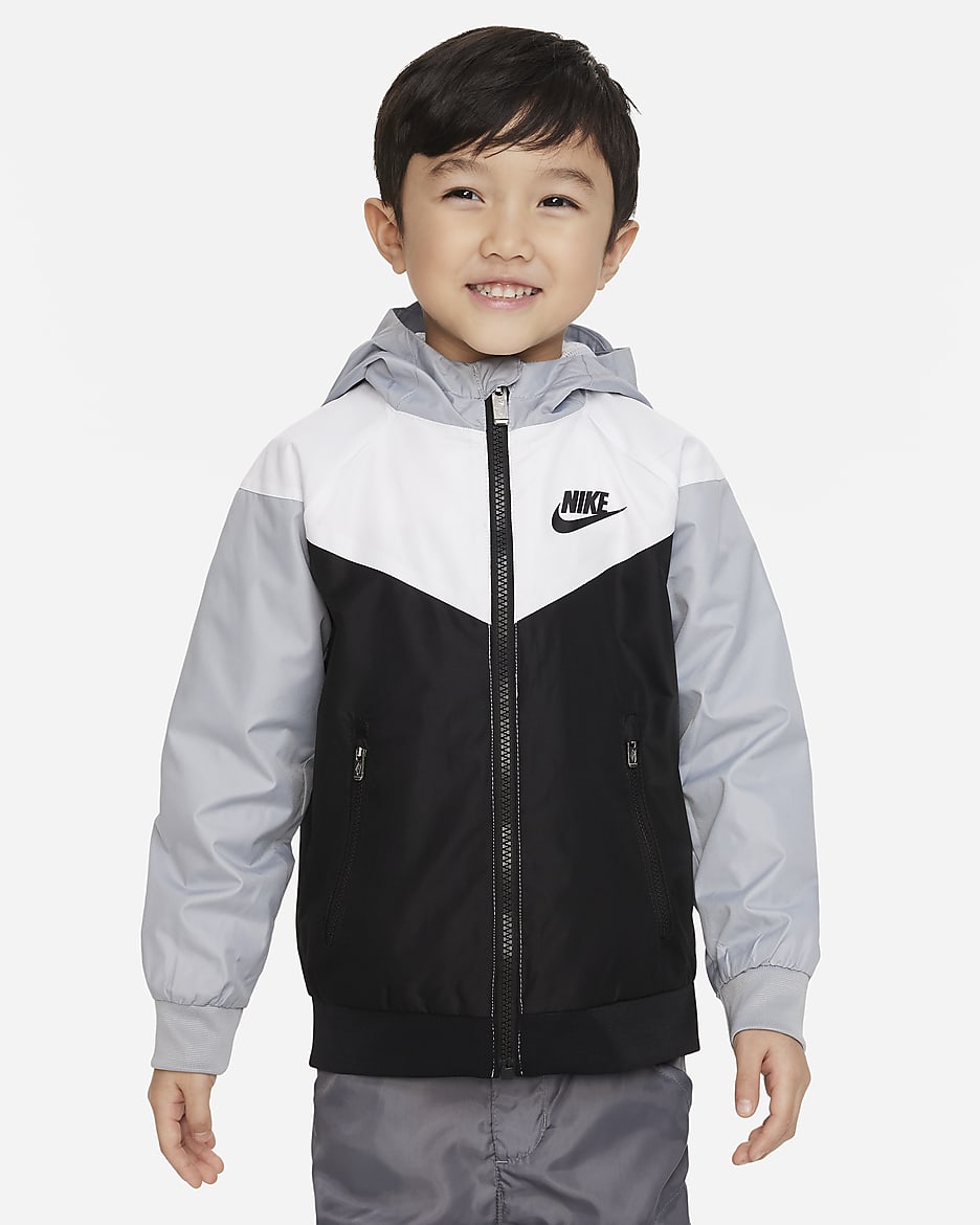 Nike Sportswear Windrunner Little Kids' Full-Zip Jacket - Black/White/White