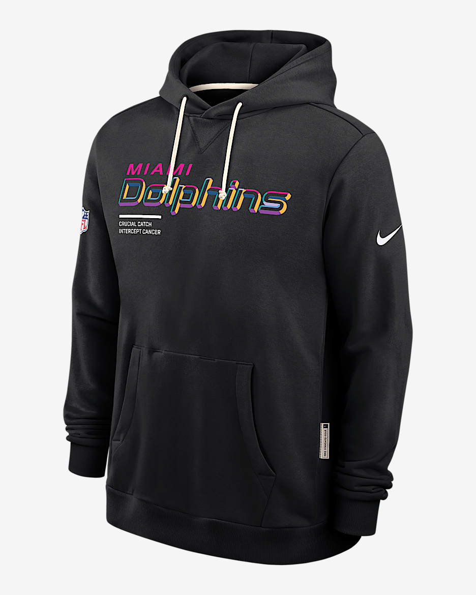 Miami Dolphins Crucial Catch Sideline Men's Nike Dri-FIT NFL Pullover Hoodie - Black