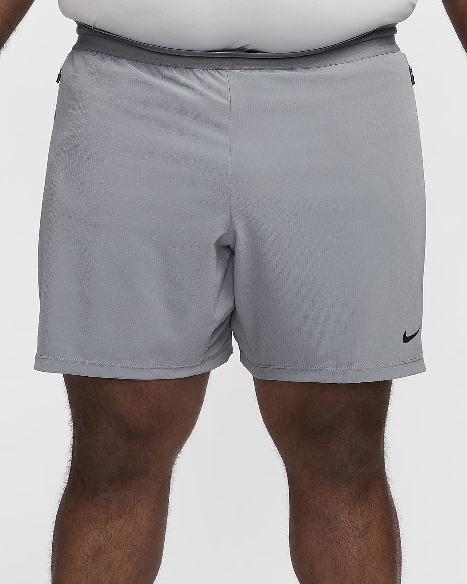 Ungefütterte Nike Flex Rep 4.0 Dri-FIT-Fitnessshorts für Herren (ca. 18 cm) - Smoke Grey/Schwarz/Schwarz