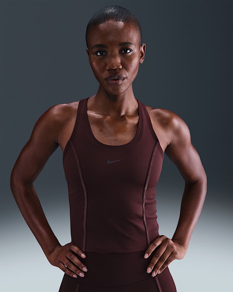 Nike One Fitted Women's Dri-FIT Tank Top - Burgundy Crush/Burgundy Ash