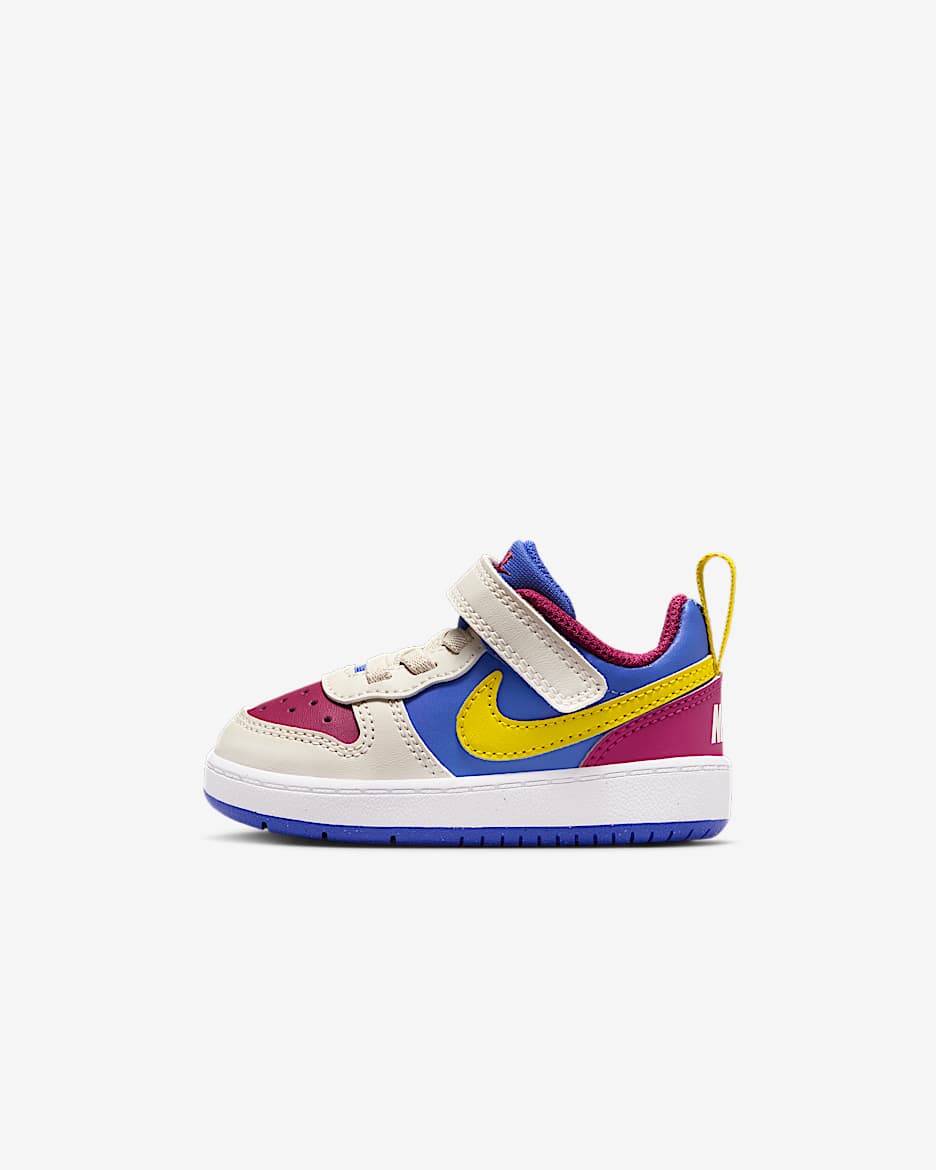 Tenis para bebé e infantil Nike Court Borough Low Recraft - Remolacha dulce/Perla suave/Azul cometa/Limón brillante