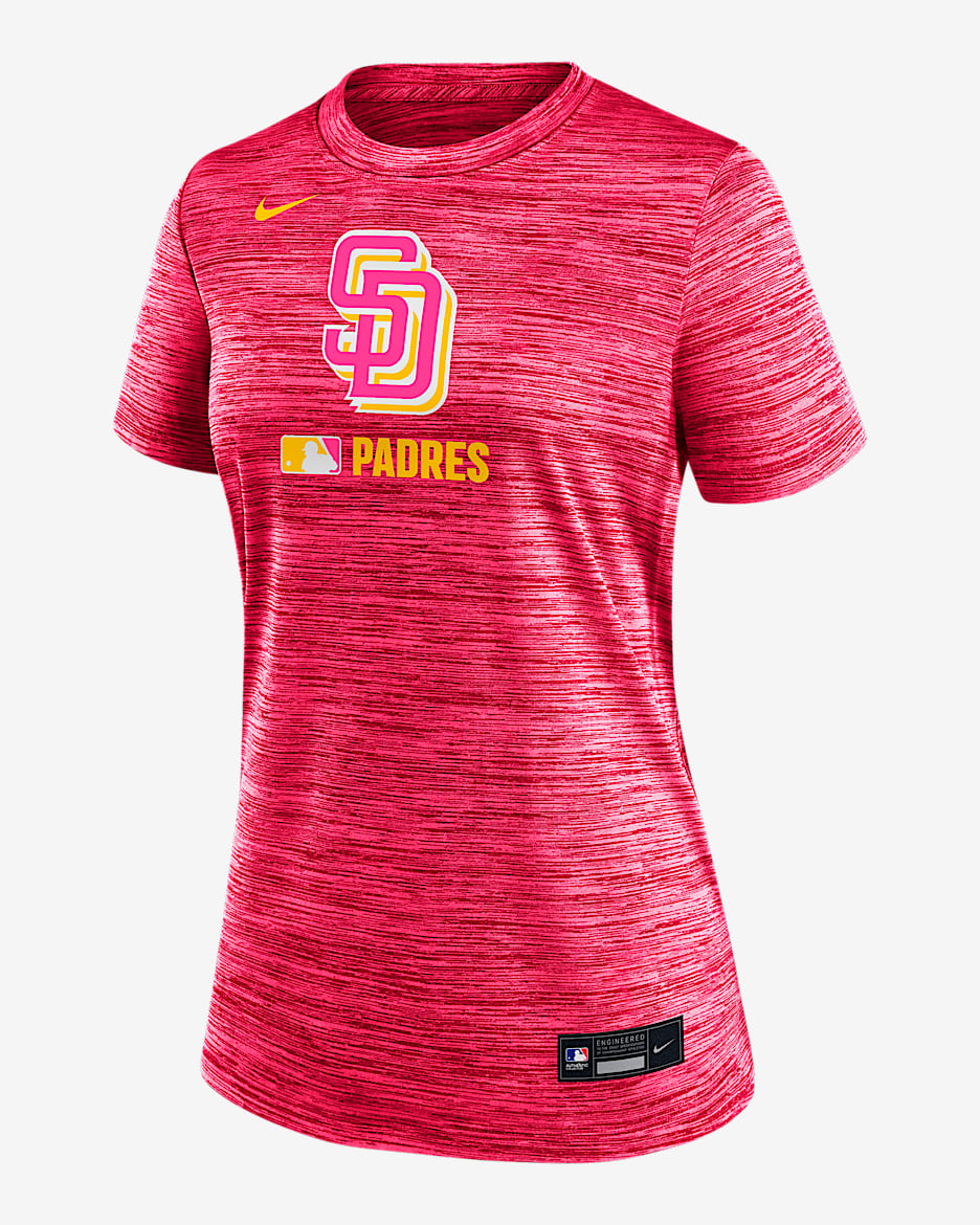 Playera Nike Dri-FIT de la MLB para mujer San Diego Padres Authentic Collection City Connect Velocity - Rosa