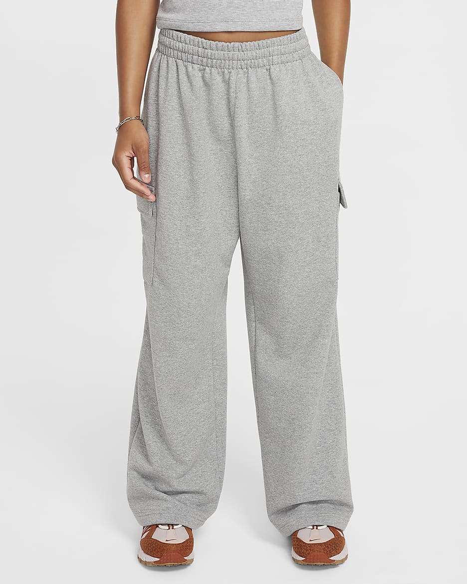 Pantalon oversize en tissu Fleece Dri-FIT Nike Sportswear pour fille - Dark Grey Heather